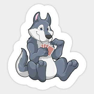 Wolf at Poker with Poker cards Sticker